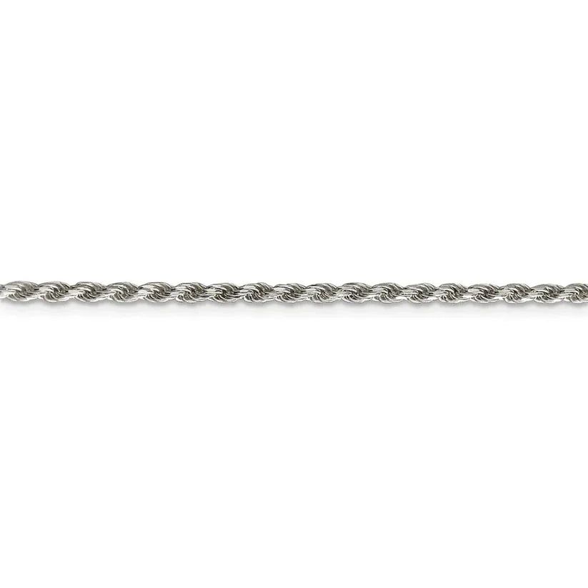 Sterling Silver 2.25mm Shiny-Cut Rope Chain Necklace For Men.