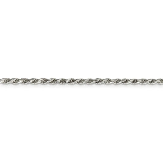 Sterling Silver 2.25mm Shiny-Cut Rope Chain Necklace For Men.